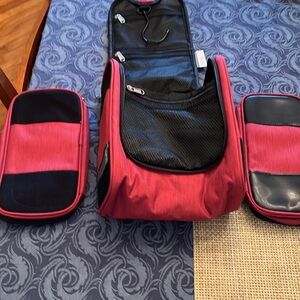 Red accessory bag for travel